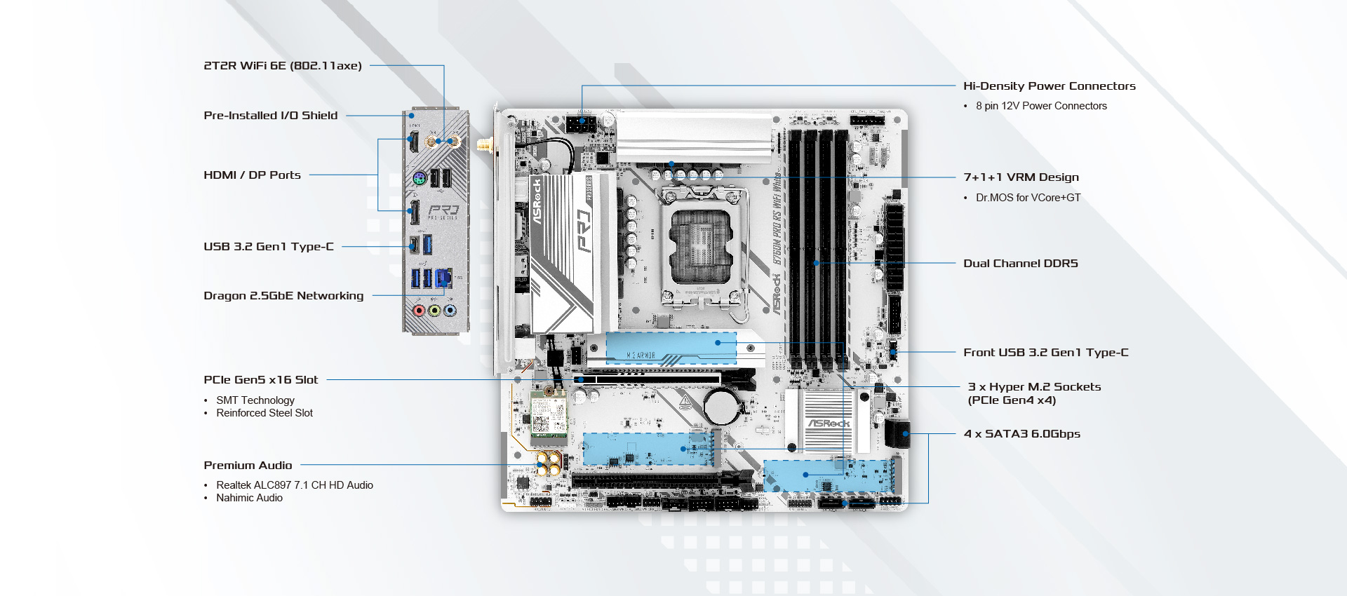 ASRock > B760M Pro RS WiFi White