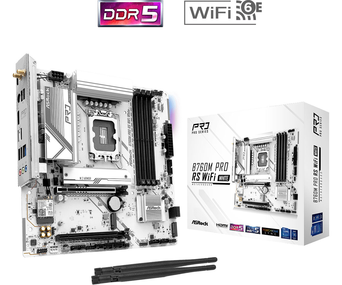 ASRock > B760M Pro RS WiFi White