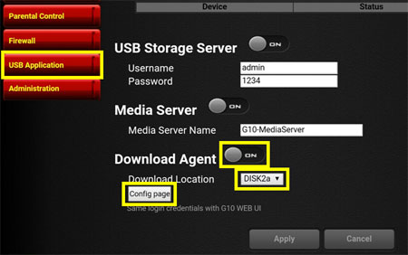 BT download agent setup page